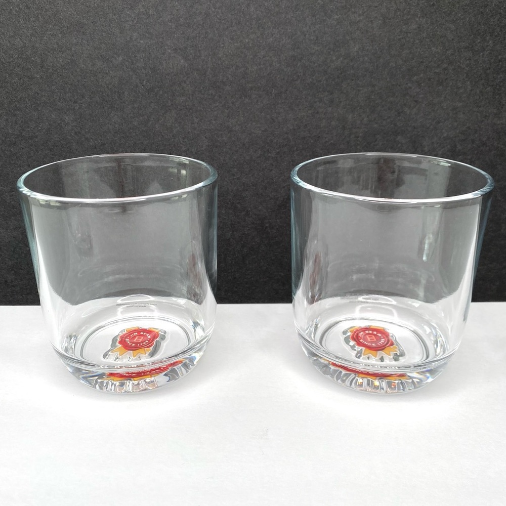 Jim Beam Whiskey Bottom Medallion Glass Cup Set